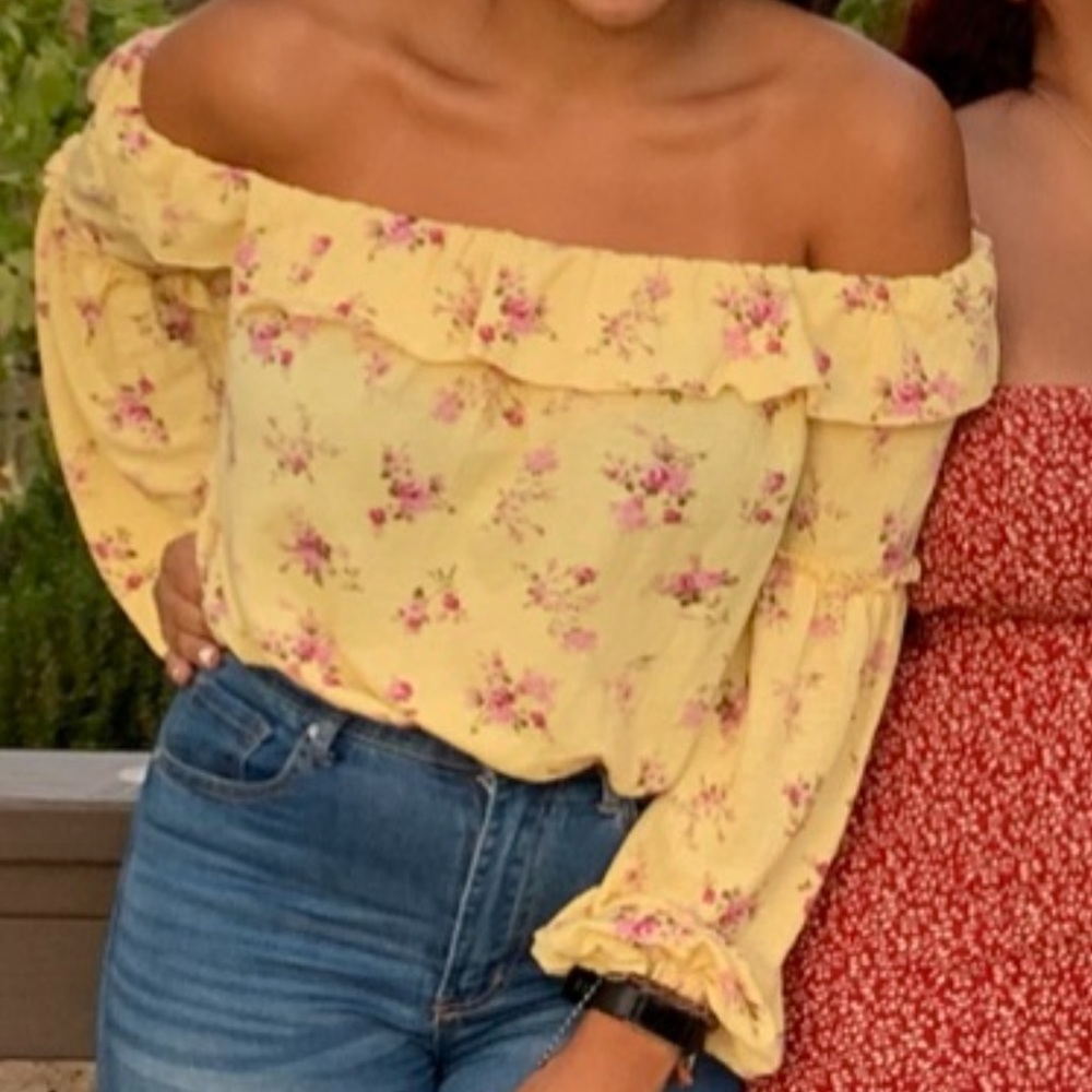 yellow off the shoulder top